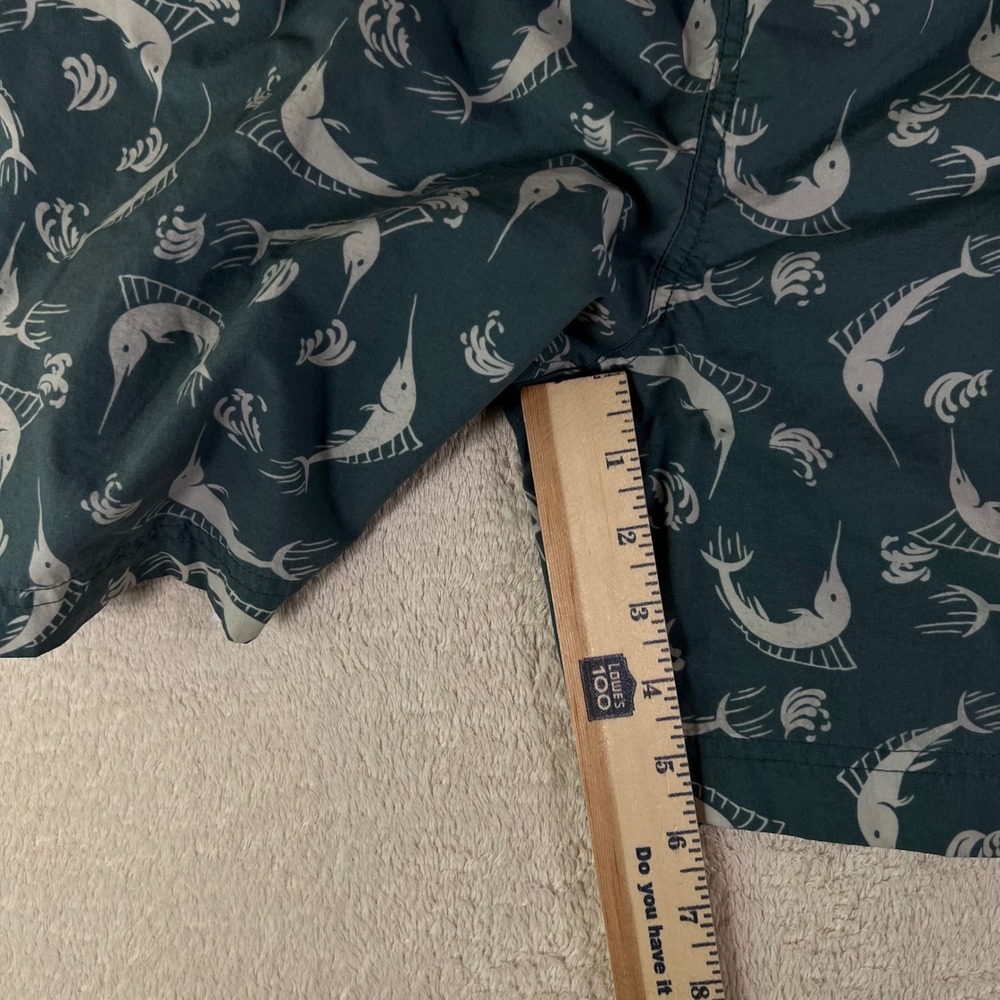 Polo Sport Ralph Lauren Marlin Print Swim Trunks Mens XL Green VTG Board Shorts - Picture 4 of 7